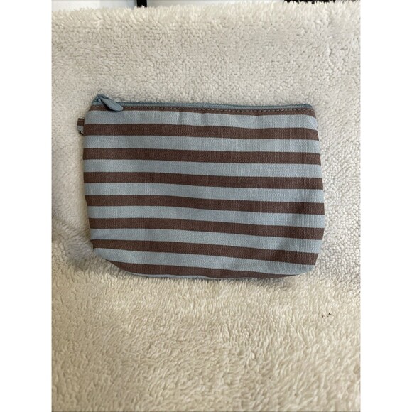 Thirty One Handbags - Thirty One Zippered Pouch In Perfect Stripe Brown/Blue